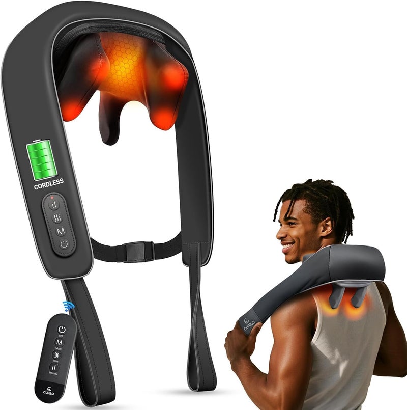 CuPiLo Neck and Shoulder Massager with Heat [Remote Control], FSA Eligible HSA, 6D Kneading Shiatsu Neck and Back Massager for Pain Relief Deep Tissue, Cordless Electric Back Massager, Gift for Her - Image 1